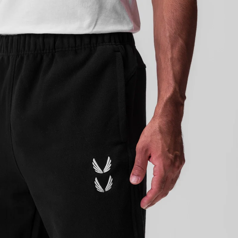 0655. Tech-Terry™ Oversized Sweats - Black ""Stacked Wings""