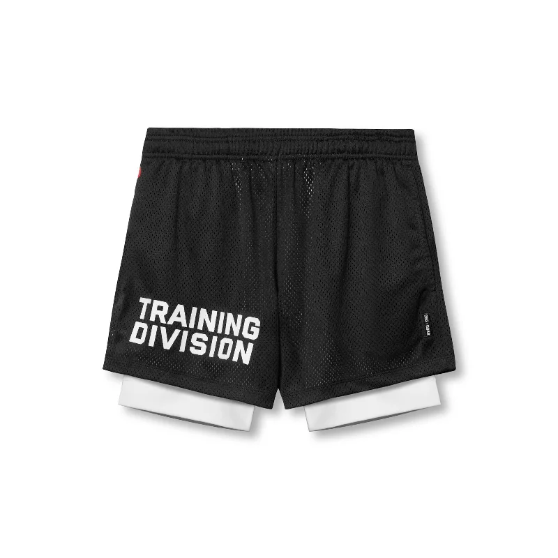 0848. SilverPlus™ Mesh 5"" Liner Short - Black/White ""Training Division""