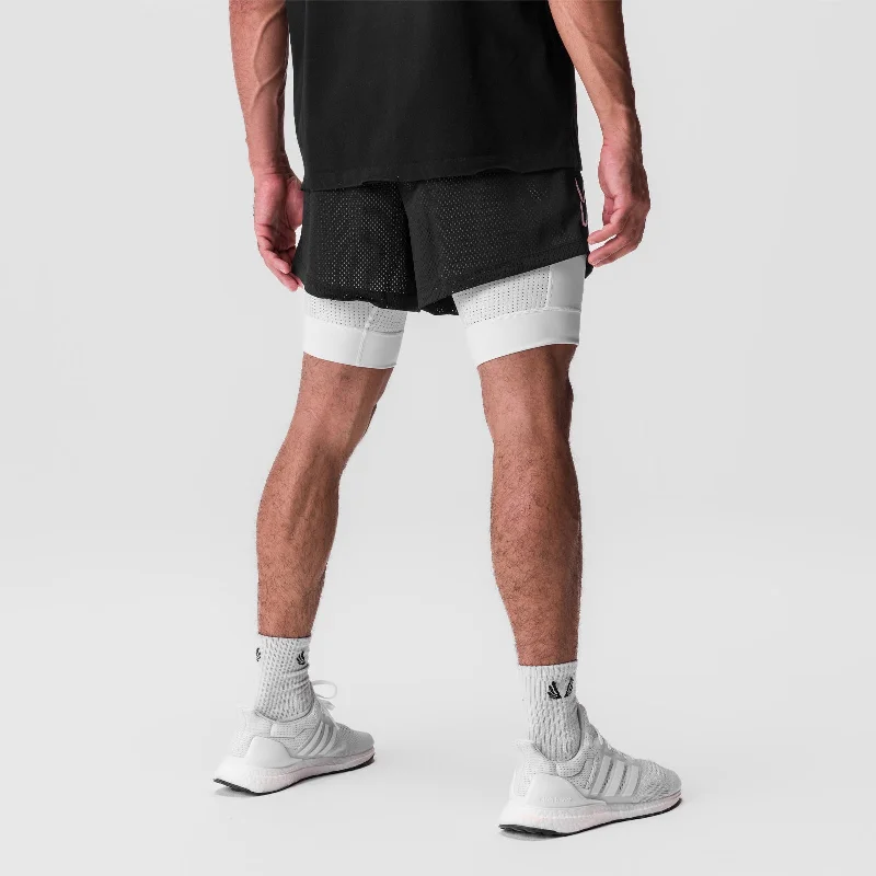 0848. SilverPlus™ Mesh 5"" Liner Short - Black/White ""Training Division""