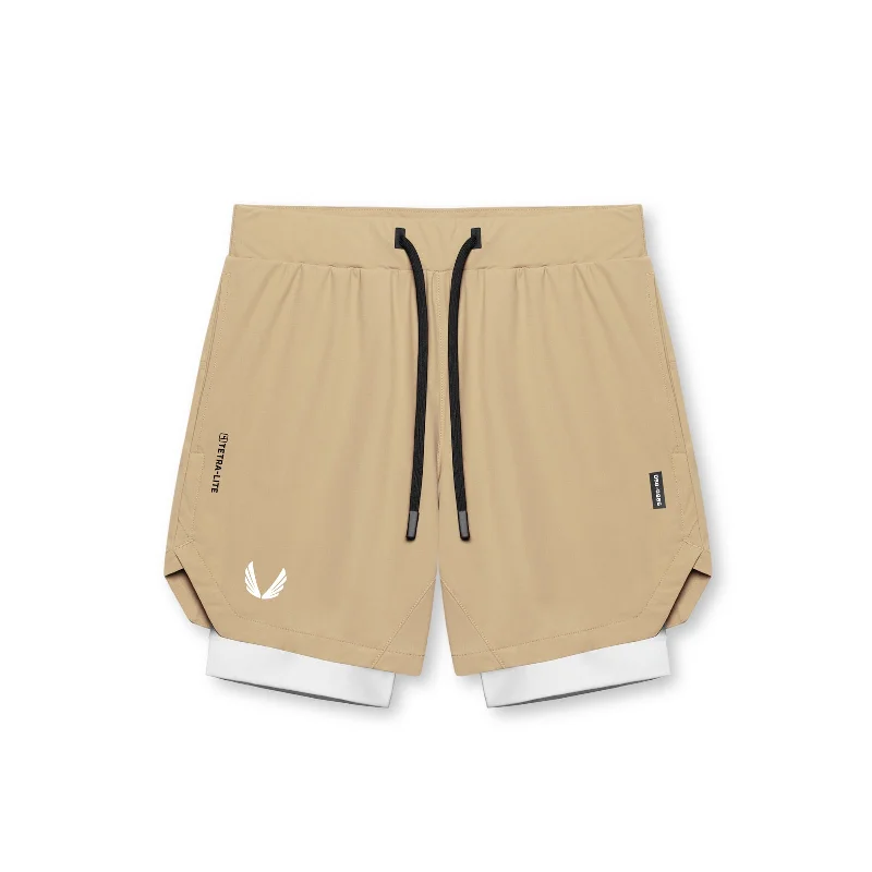 0866. Tetra-Lite™ 7"" Liner Short - Khaki/ White / White ""Wings""