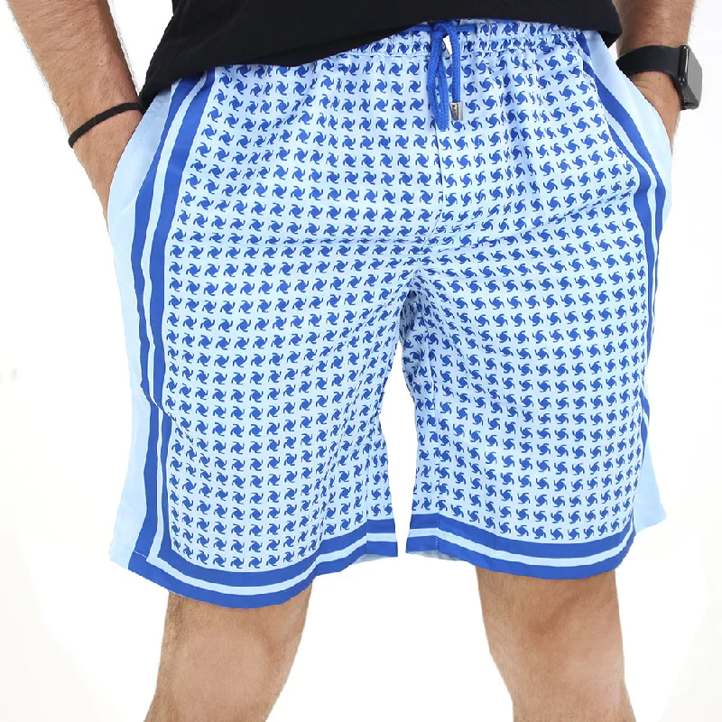 Men's Elastic Waist Printed Short,Blue