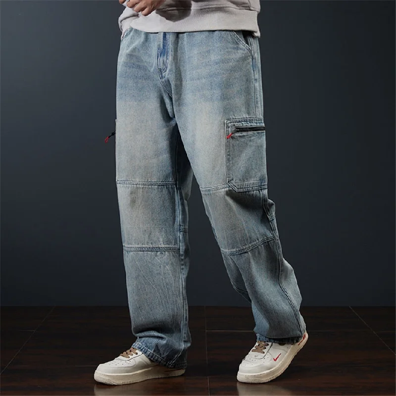 Bonsir 42 44 Plus Size Jeans Men Denim Pants Baggy Jeans Pants Loose Fashion Causal Trousers Male Big Size Bottoms