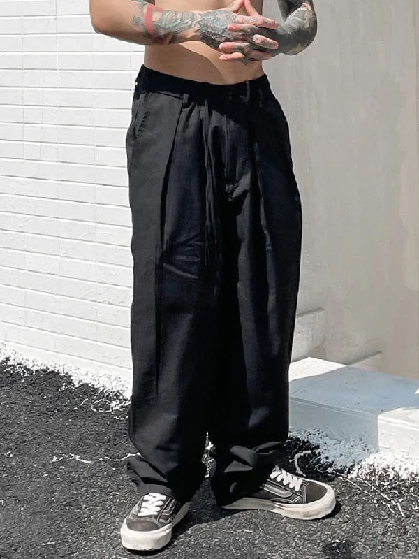 Bonsir Hot Sale Baggy Wide Leg Casual Pants for Men, Y2k Fashion Loose Fit Soft Cotton Trousers Ruffled Hallen Trousers Pantalones