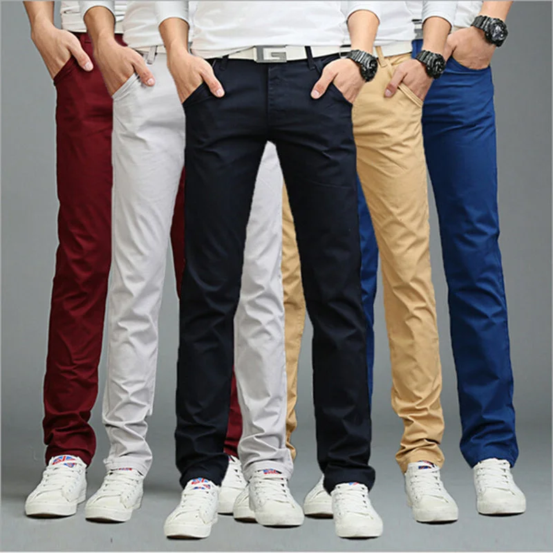 Business Casual Style Pants 9 Colors Spring Summer winter Men Cotton Slim Straight Trousers Casual Pants Multicolor Men Pants