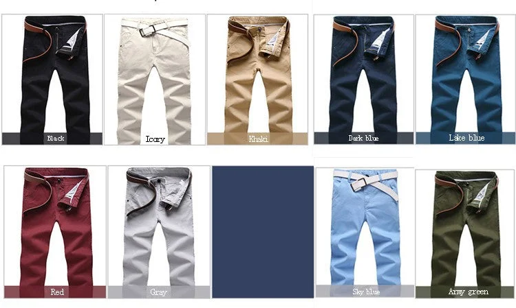 Business Casual Style Pants 9 Colors Spring Summer winter Men Cotton Slim Straight Trousers Casual Pants Multicolor Men Pants