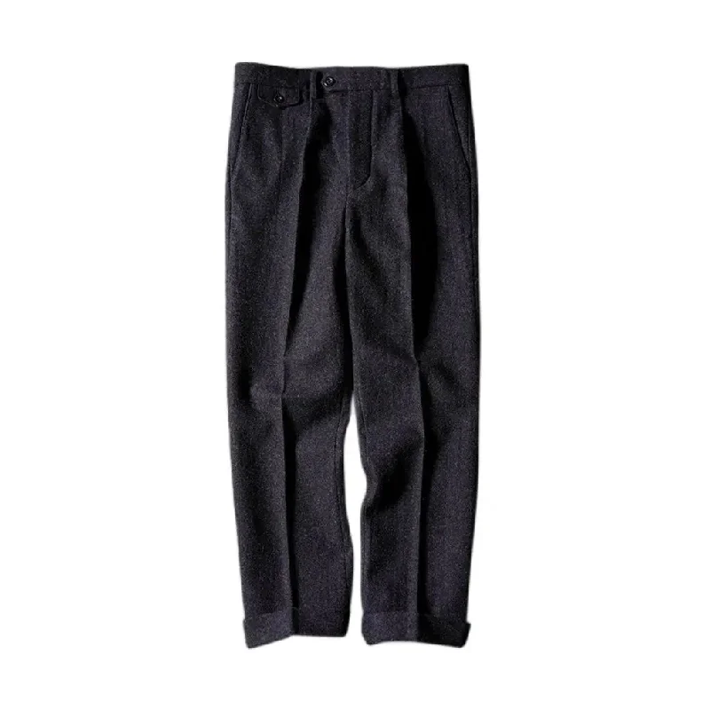 Men's Tweed Pants High Waist Straight Business Style