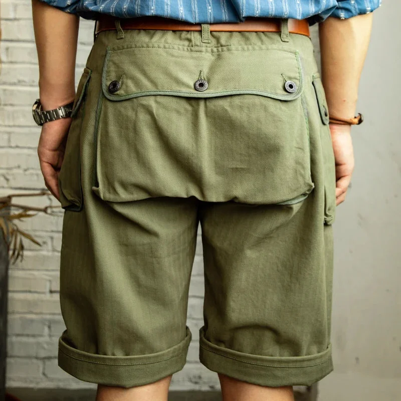 Vintage WW2 P-44 Military Shorts - Loose Fit - Monkey Green