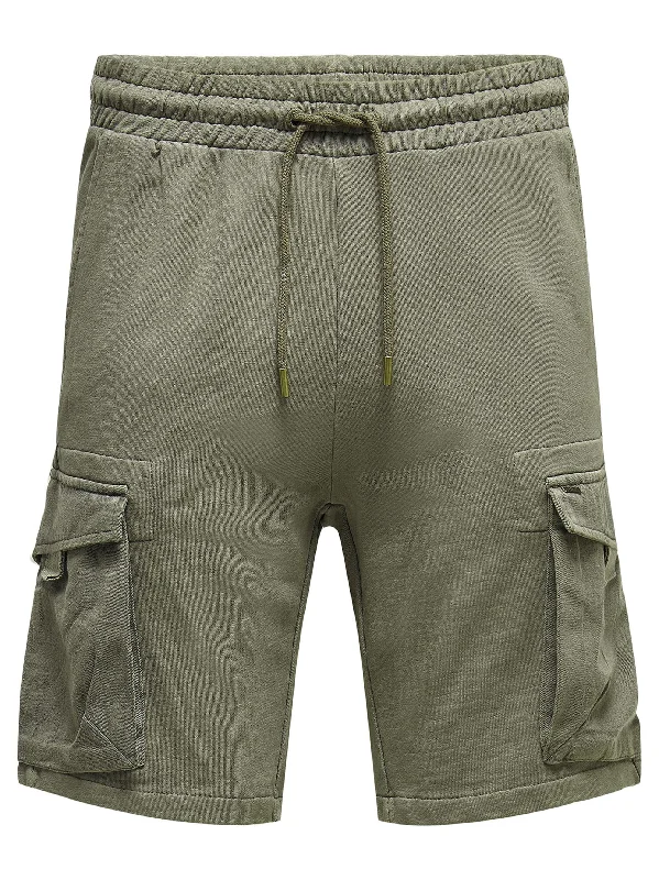 Men's Plain Solid Cargo Short,Olive