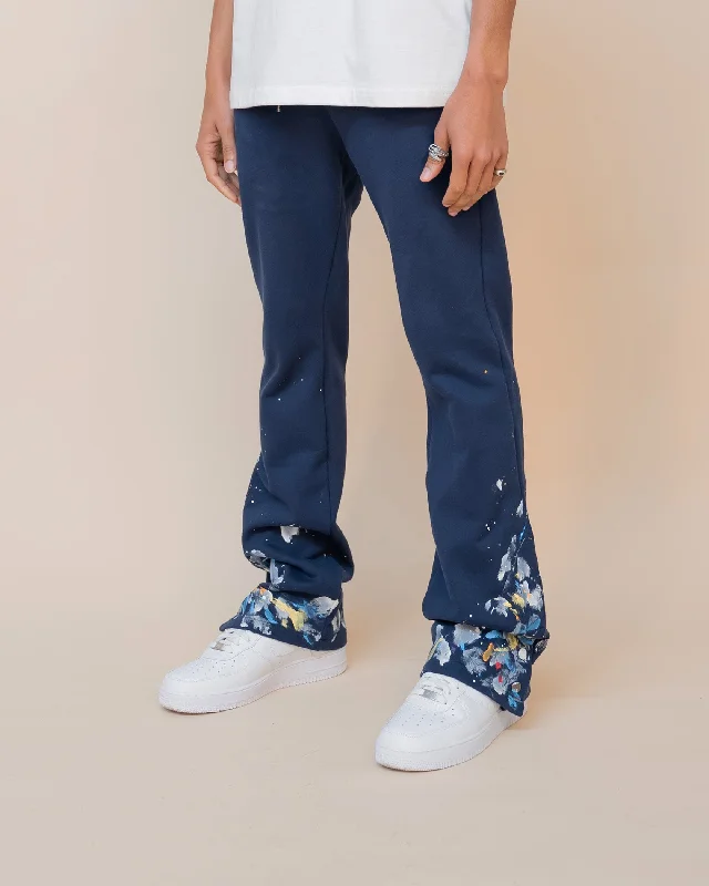 EPTM PAINT SNAP FLARED PANTS - NAVY