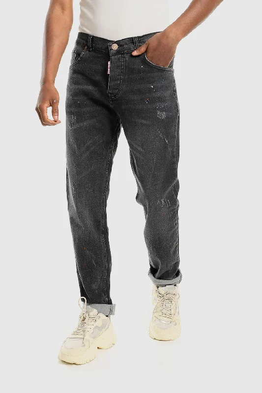 Front Wash With Splatter Jeans (1113) - White Rabbit