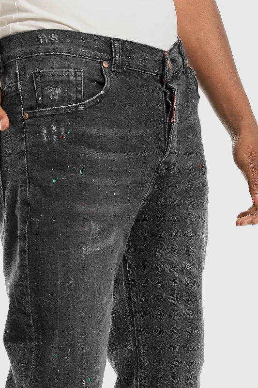 Front Wash With Splatter Jeans (1113) - White Rabbit