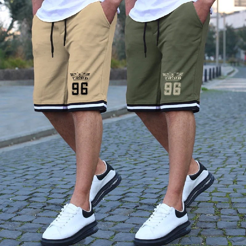 mens short-PACK OF 2-beige-olivegreen