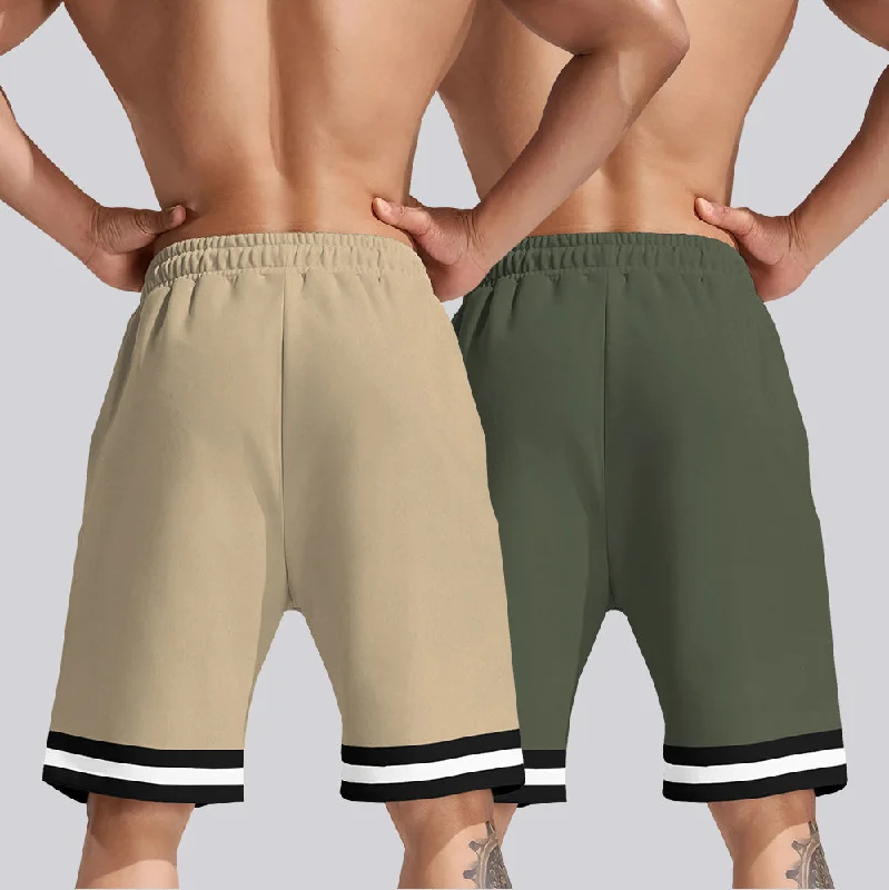 mens short-PACK OF 2-beige-olivegreen