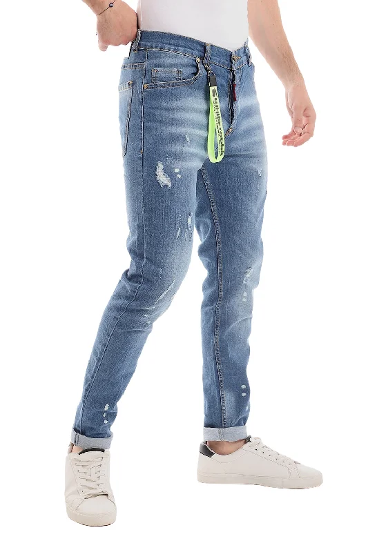 Ripped Belt Slim Fit Jeans (1107) - White Rabbit