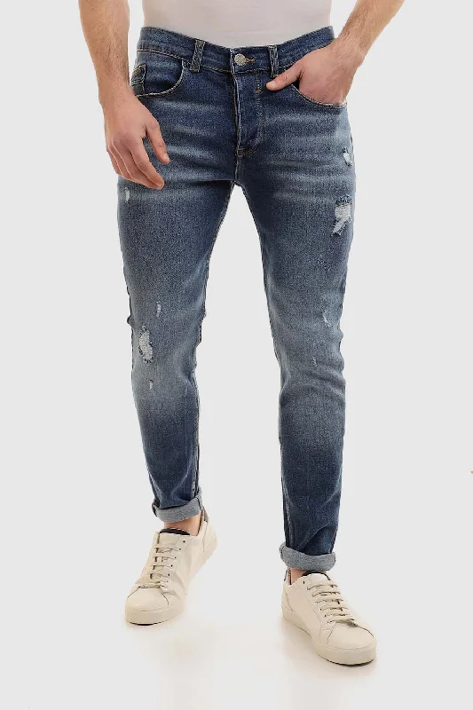 Slim Fit Jeans With Scratches (1193) - White Rabbit