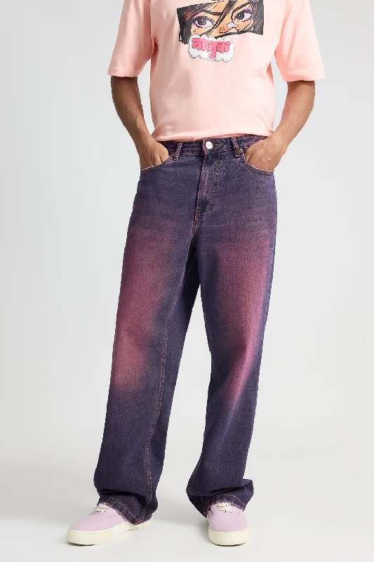 Purple Men's Wide Jeans