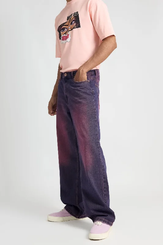 Purple Men's Wide Jeans