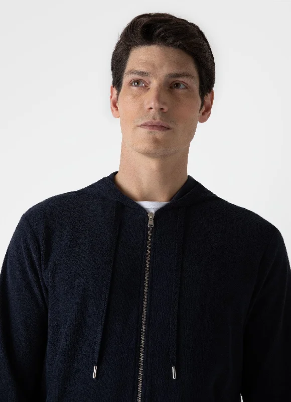 Men's Towelling Hoodie in Navy