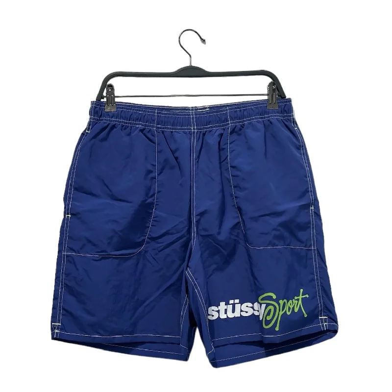 STUSSY/Shorts/M/Nylon/BLU/LEG LOGO