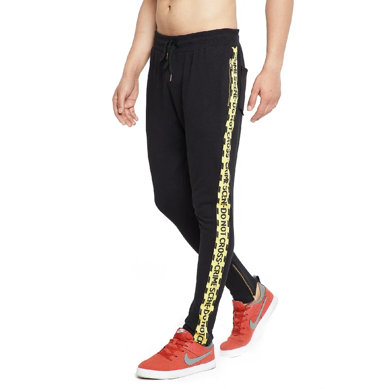 Black Caution Taped Zipped SweatPants