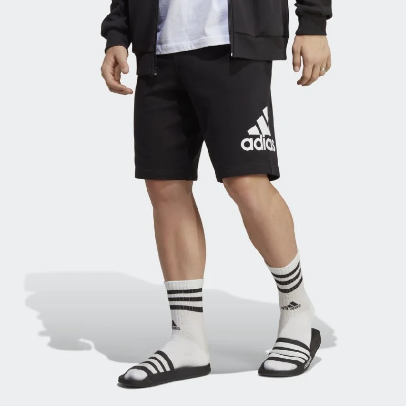 ADIDAS MEN'S ESSENTIALS BIG LOGO FRENCH TERRY BLACK SHORTS