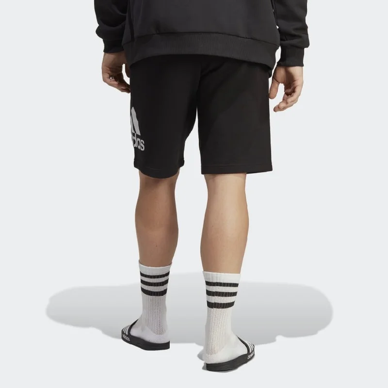 ADIDAS MEN'S ESSENTIALS BIG LOGO FRENCH TERRY BLACK SHORTS