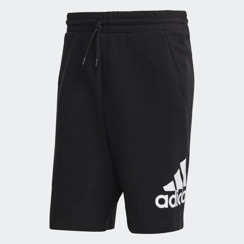 ADIDAS MEN'S ESSENTIALS BIG LOGO FRENCH TERRY BLACK SHORTS