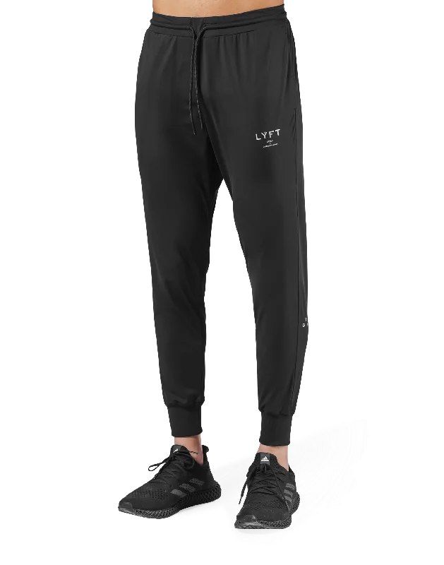 Tapered Stretch Rib Pants - Black