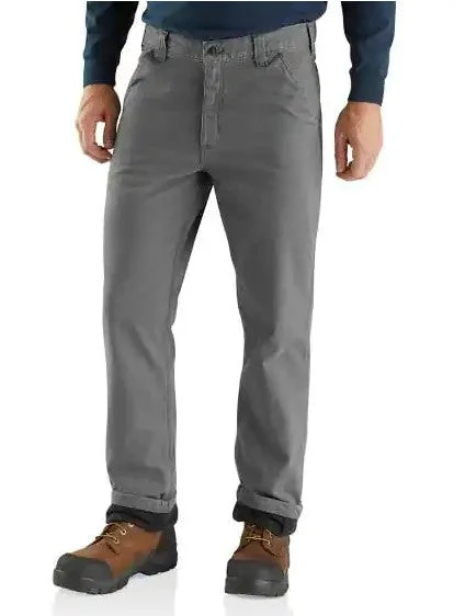 Men's Rugged Flex Relaxed Fit Canvas Flannel-Lined Utility Work Pant