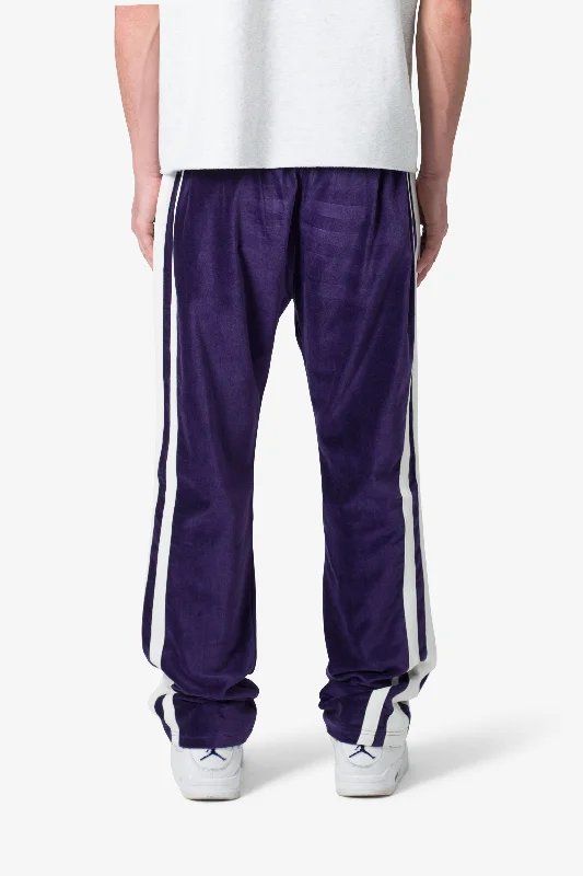 Baggy Velour Track Pants - Purple