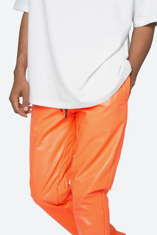 Coated Skinny Flare Sweatpants - Orange