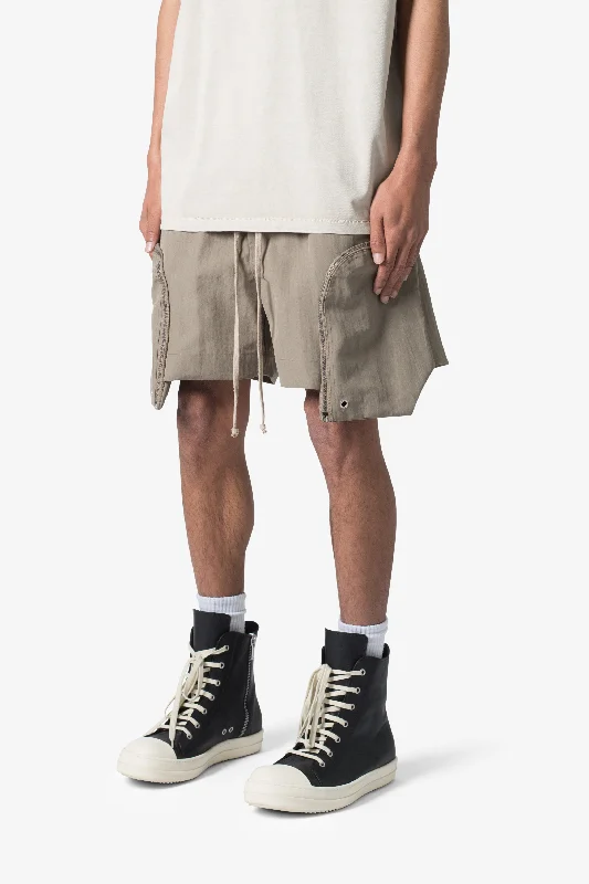 Front Pocket Geo Shorts - Olive