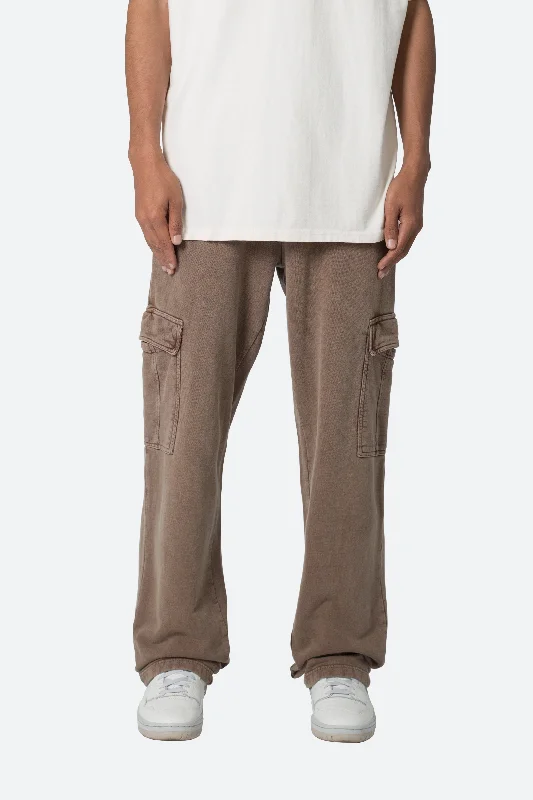 Washed Cargo Sweatpants - Brown