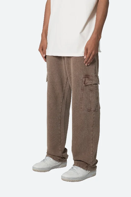 Washed Cargo Sweatpants - Brown