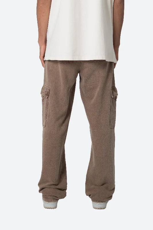 Washed Cargo Sweatpants - Brown