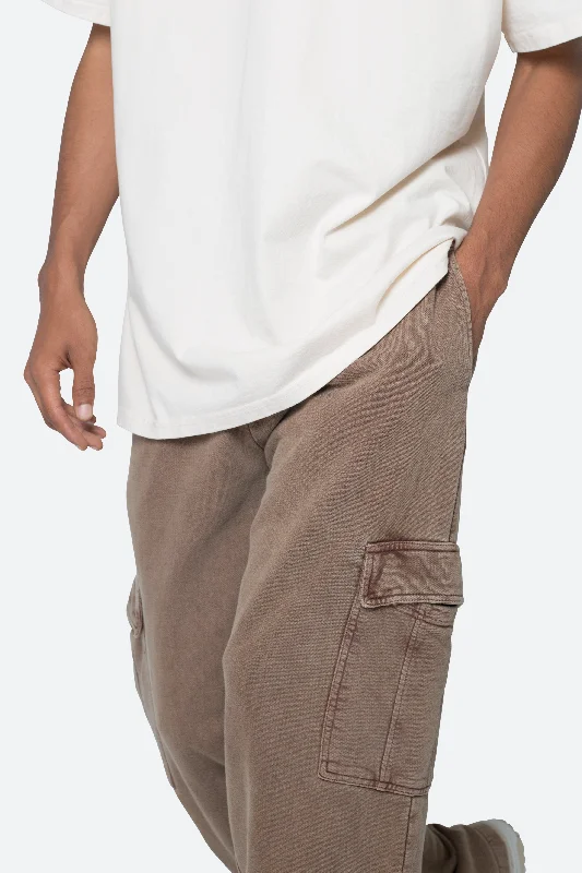 Washed Cargo Sweatpants - Brown