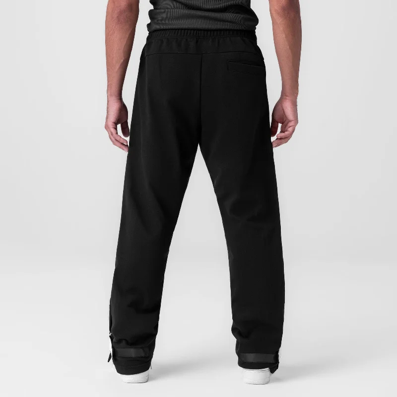 0998. Herringbone Terry Snap Button Sweats - Black