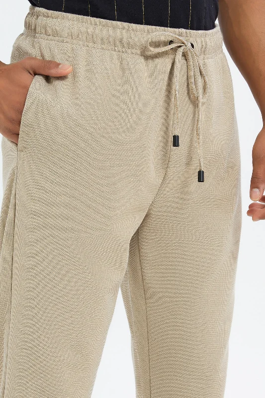 Men Beige Pull-On Trousers