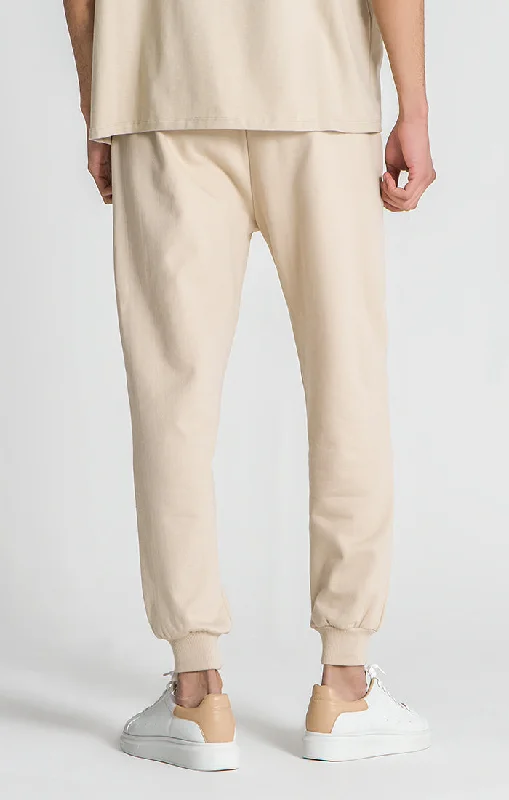 Beige Laced Loose Joggers