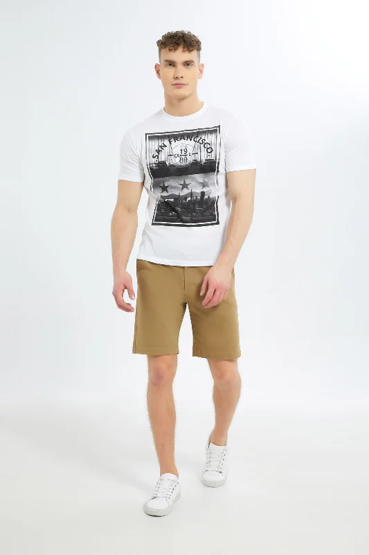 Men Beige Chino Short