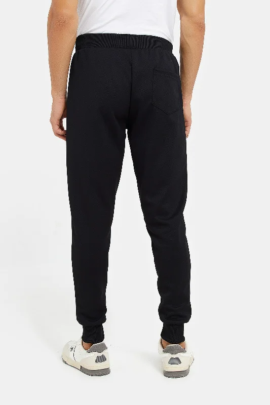 Men Black Athletic Jogger With Zip Pockets