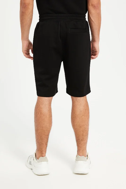 Men Black Elasticated Waist Band Active Shorts