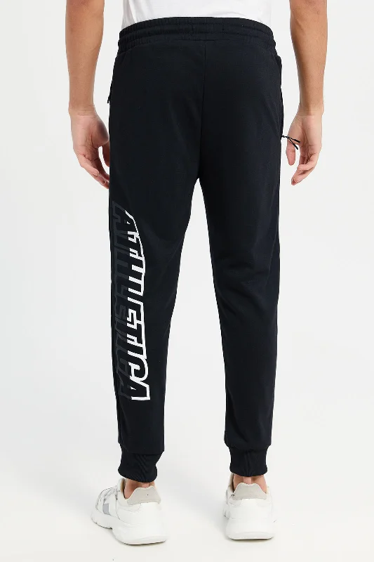 Men Black Slim Fit Active Pants