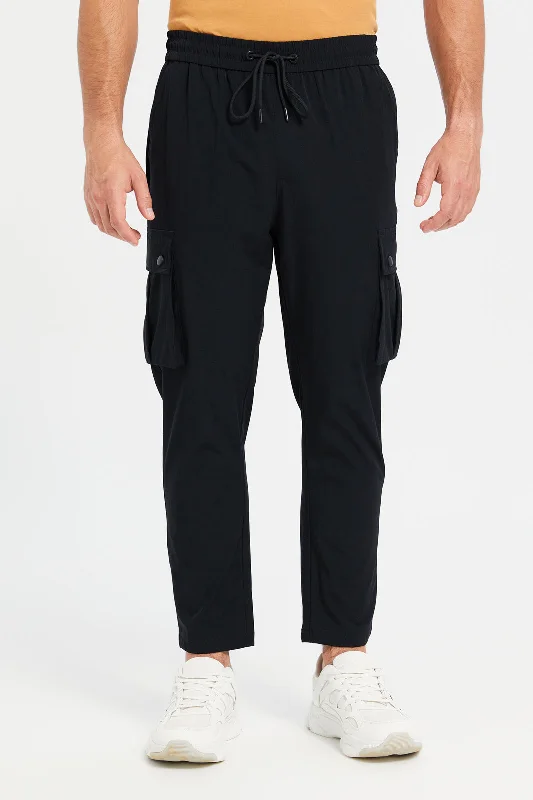 Men Black Slim Fit Active Pants