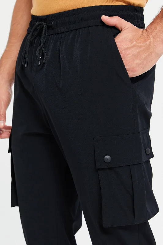 Men Black Slim Fit Active Pants