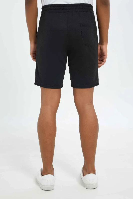 Men Black Quilted Shorts