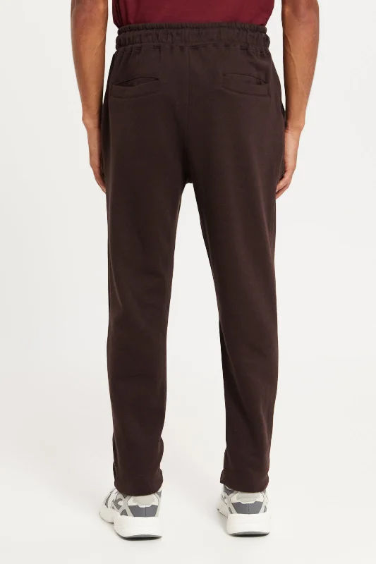 Men Brown Fleece Active Pants