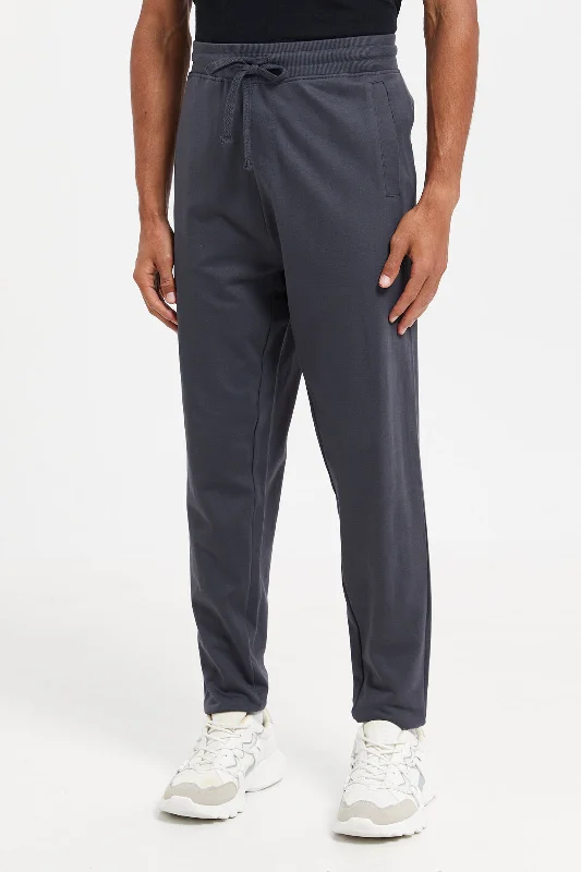 Men Charcoal Plain Joggers