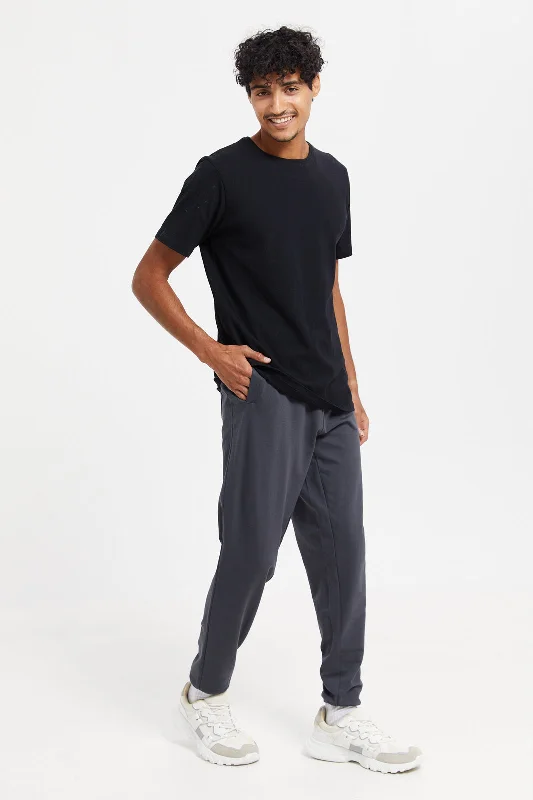 Men Charcoal Plain Joggers