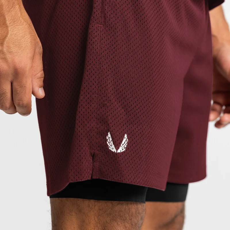 0620. SilverPlus™ Mesh Rec Liner Short - Crimson Red/Black